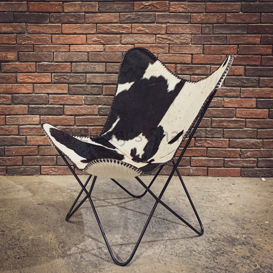 Black and white leather butterfly chair | Lucky Furniture & Handicrafts.