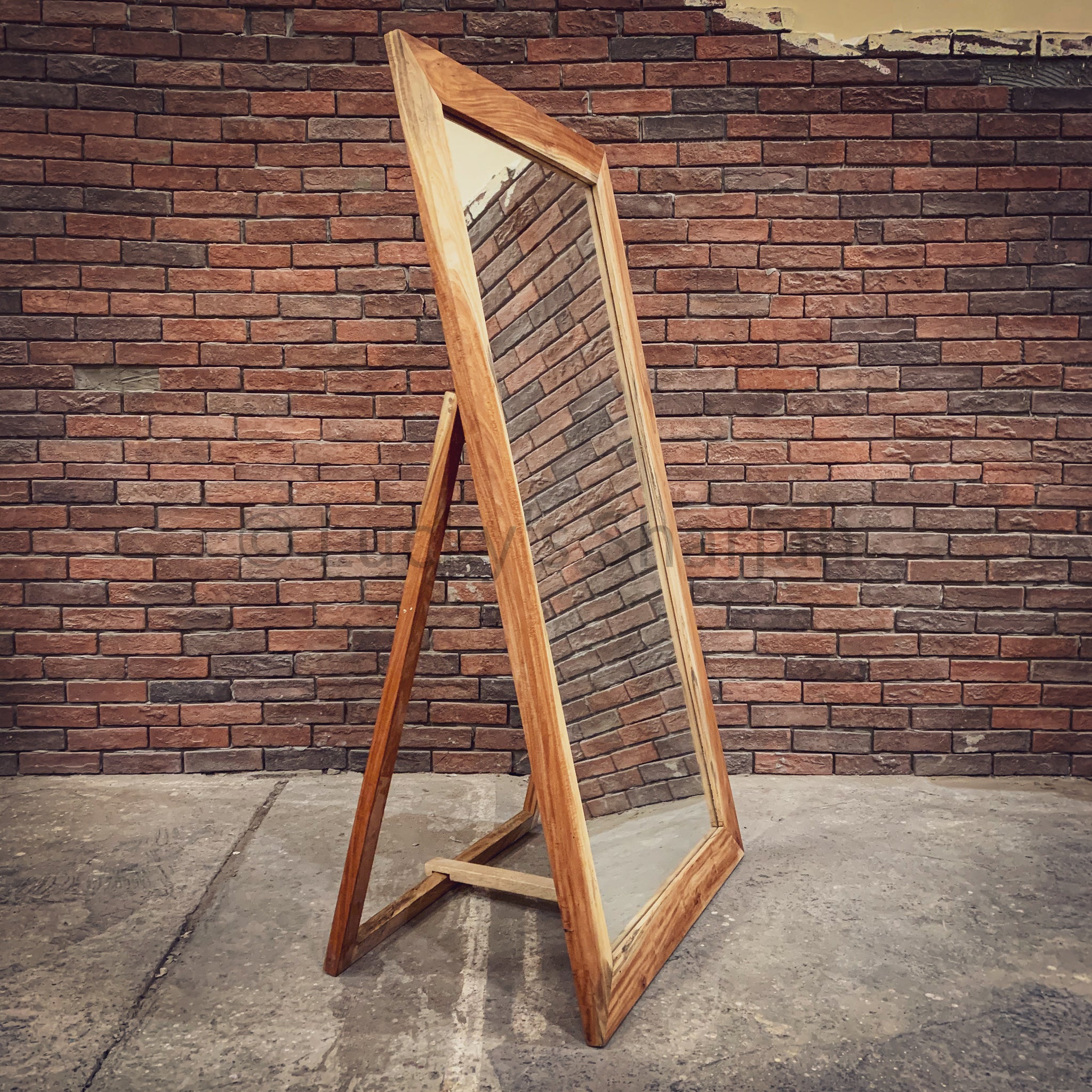 Acacia Wooden floor standing full length mirror frame | Lucky Furniture & Handicrafts.