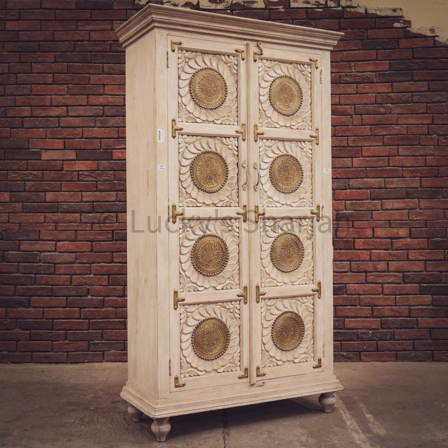 Carved and Brass inlay cabinet | Lucky Furniture & Handicrafts.