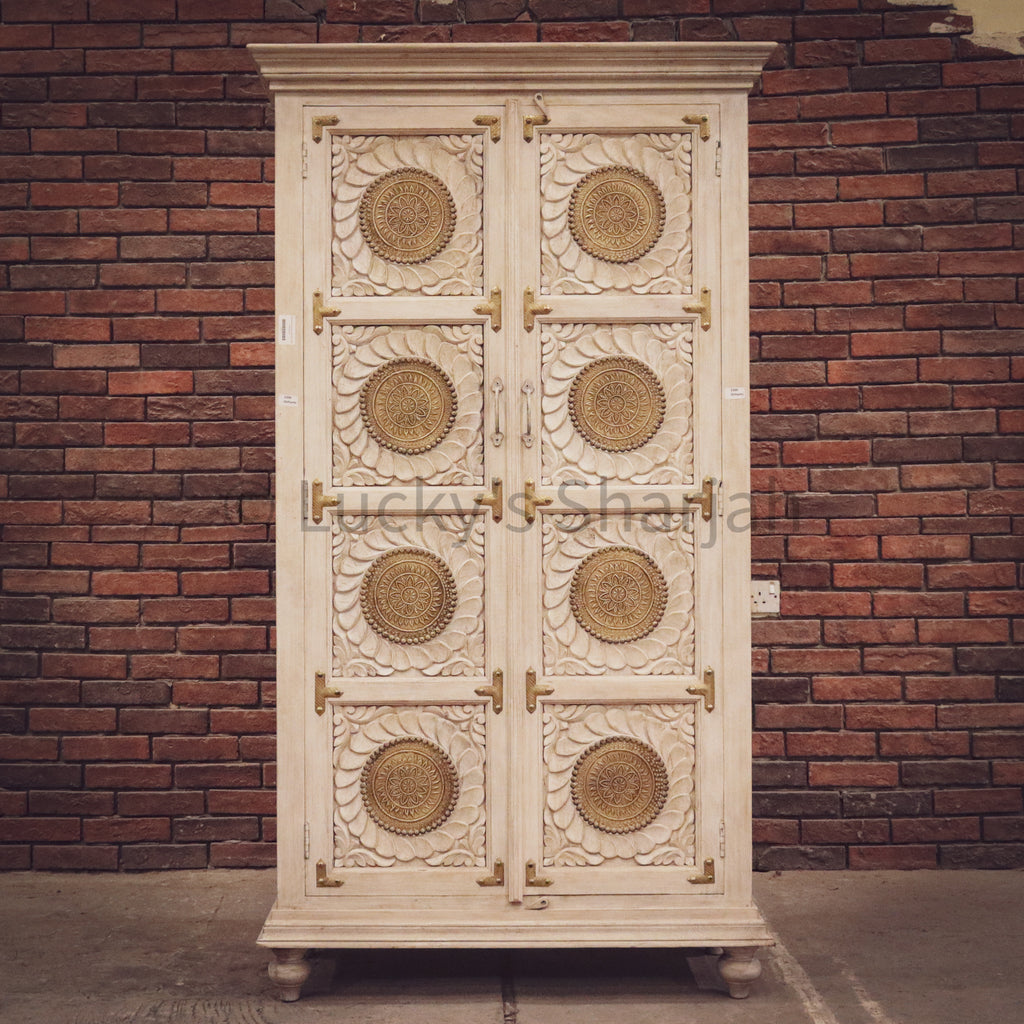 Carved and Brass inlay cabinet | Lucky Furniture & Handicrafts.