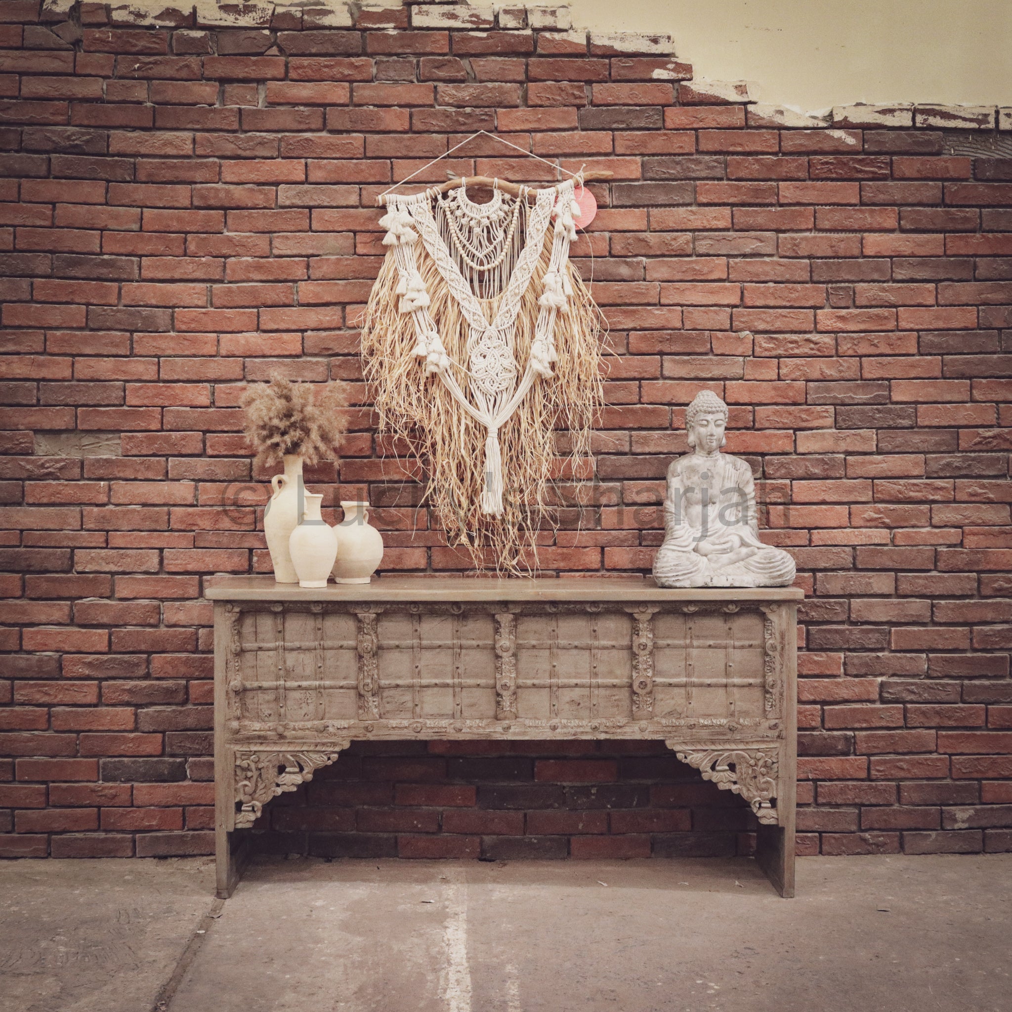 Vintage Greywash Door Console | Lucky Furniture & Handicrafts.