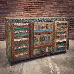 Recycle Design 3 draw 2 door sideboard | Lucky Furniture & Handicrafts.