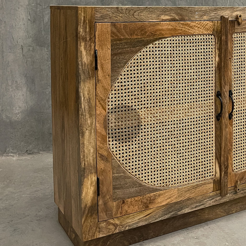 Rattan and mango wood 2 door.