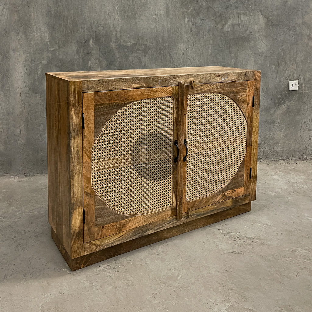 Rattan and mango wood 2 door.