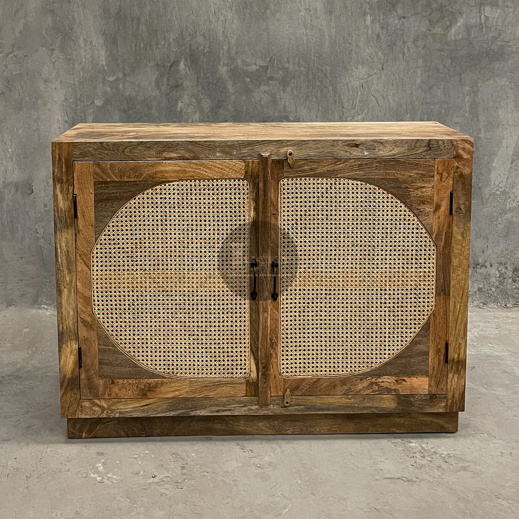 Rattan and mango wood 2 door.