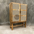 Rattan and mango wood cabinet 2 door.