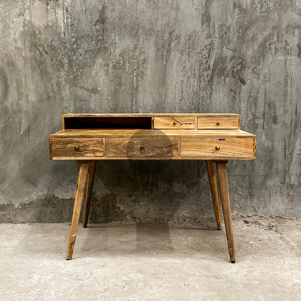 Mango wood desk minimal design.