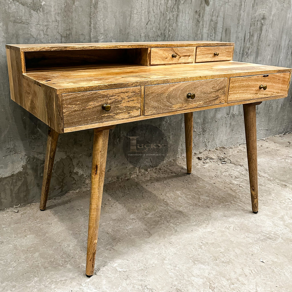Mango wood desk minimal design.