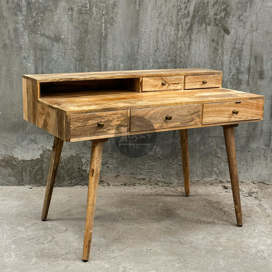 Mango wood desk minimal design.