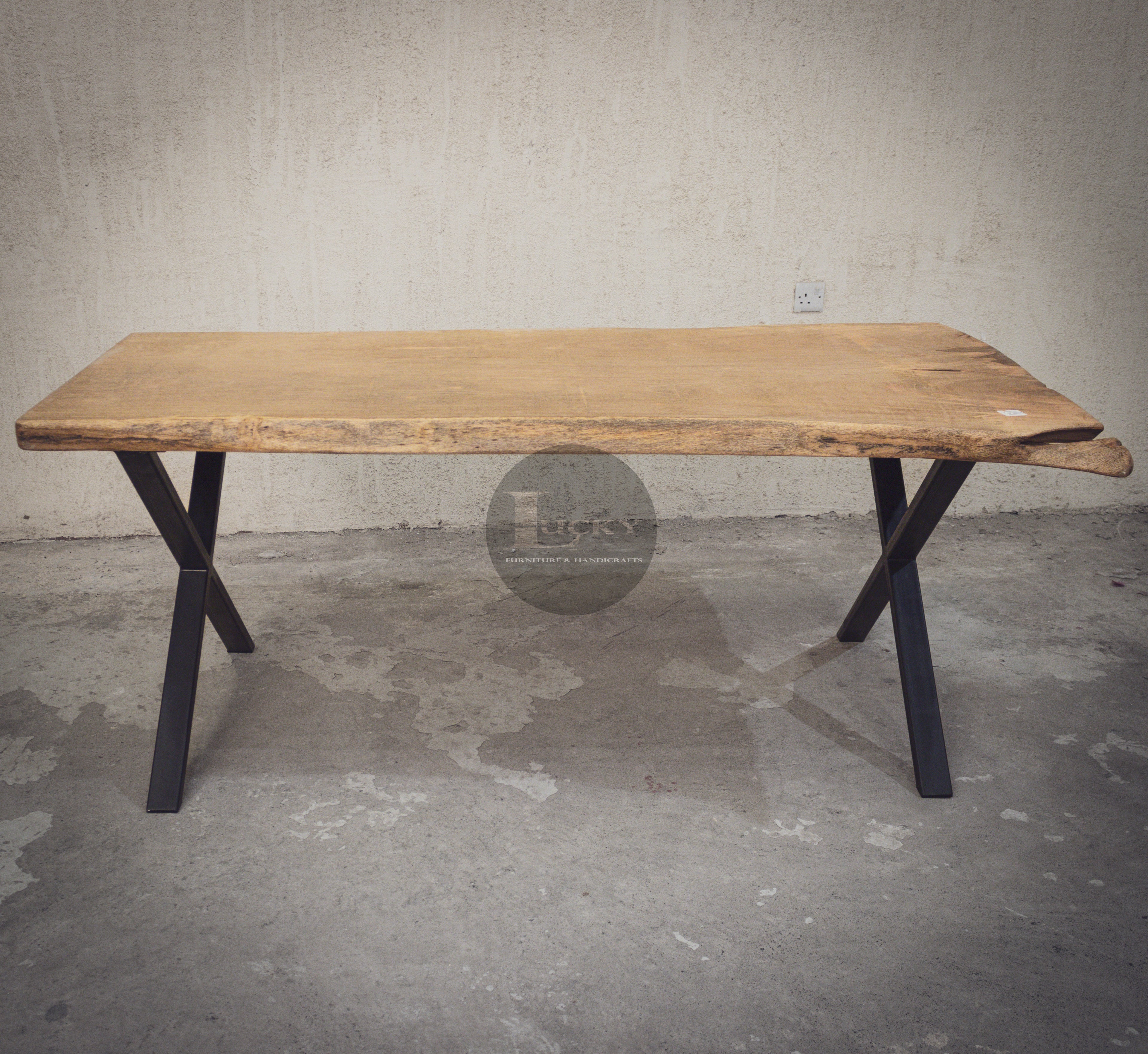 Mango Wood Live Edge Dining Table X Legs.