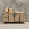 Rattan and mango wood sideboard 4 door.
