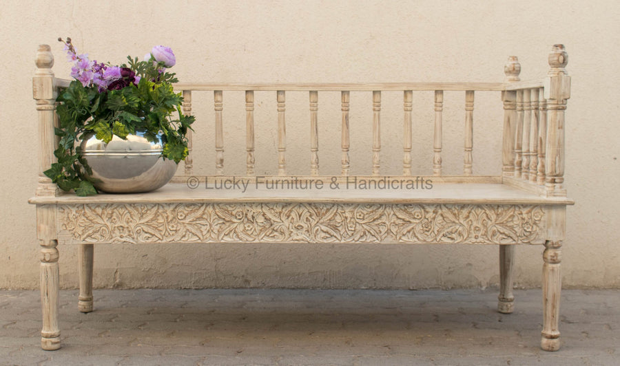 Carved Motif Bench | Lucky Furniture & Handicrafts.