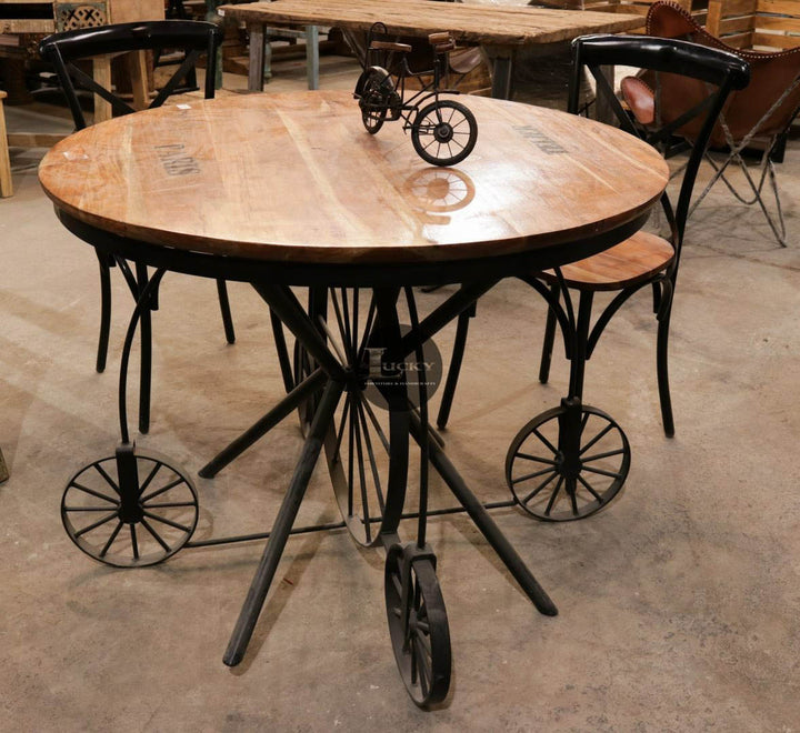 Wheel Base Dining Table | Lucky Furniture & Handicrafts.