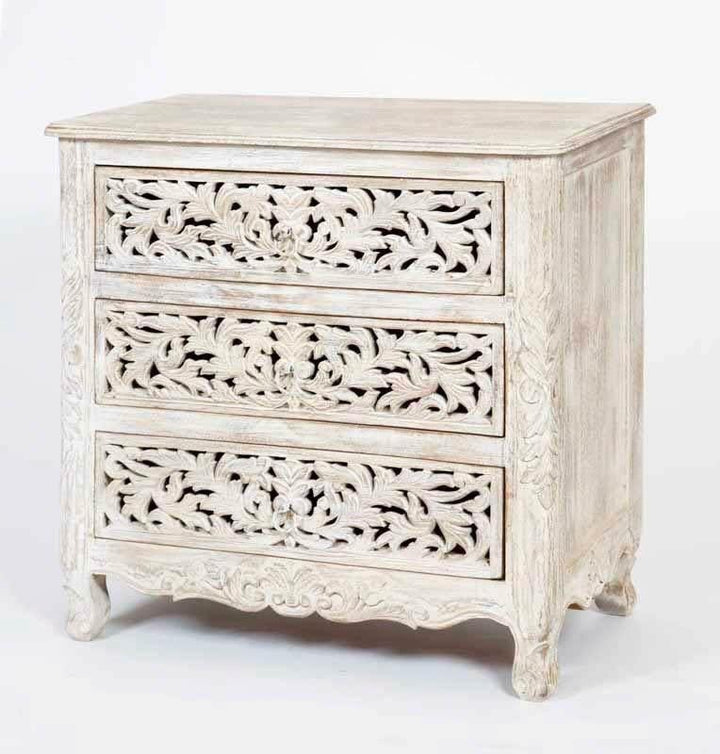 Carved 3 Draw Chest of Drawers | Lucky Furniture & Handicrafts.