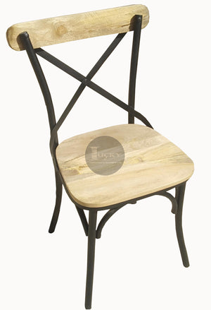 X Back Wood Metal Chair.