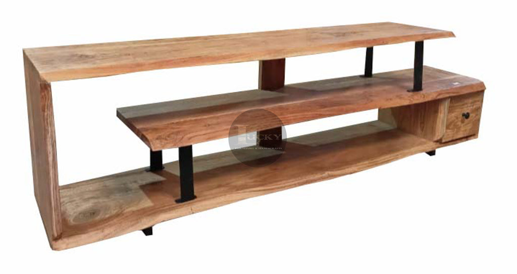 Live Edge Acacia Wood Tv Stand 1 draw.