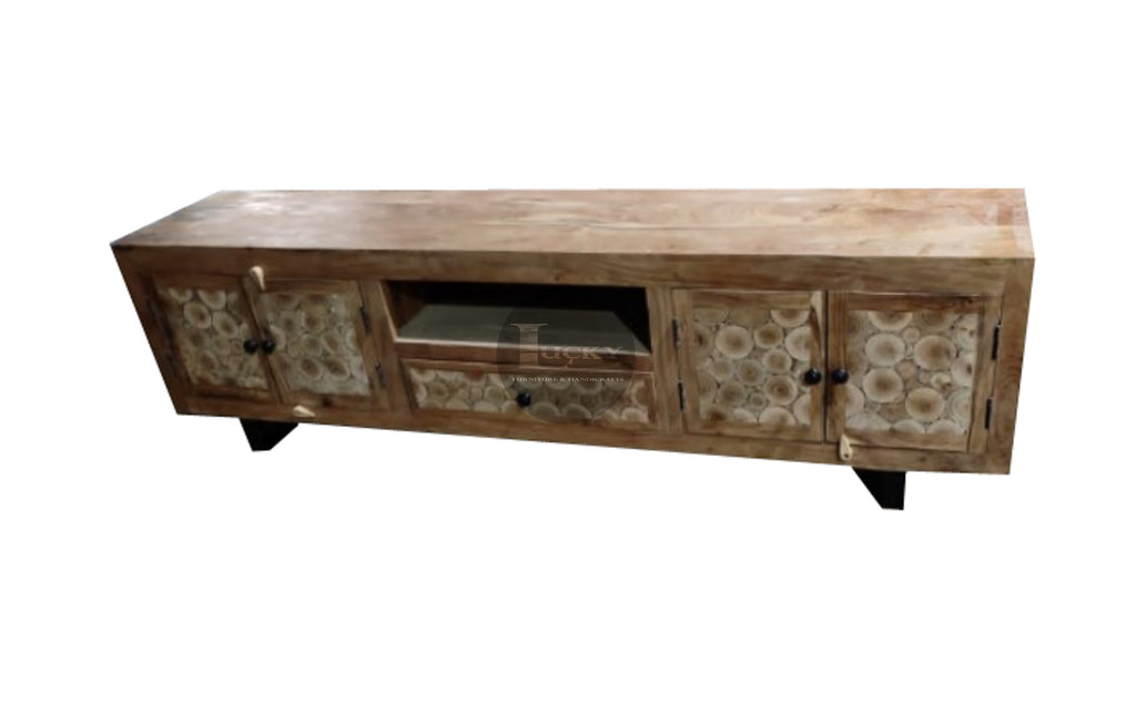 Xylo log pieces tv stand Acacia wood.