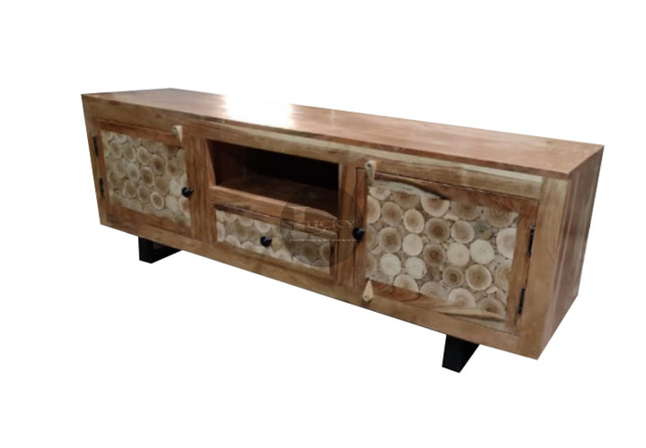 Xylo log pieces tv stand Acacia wood.