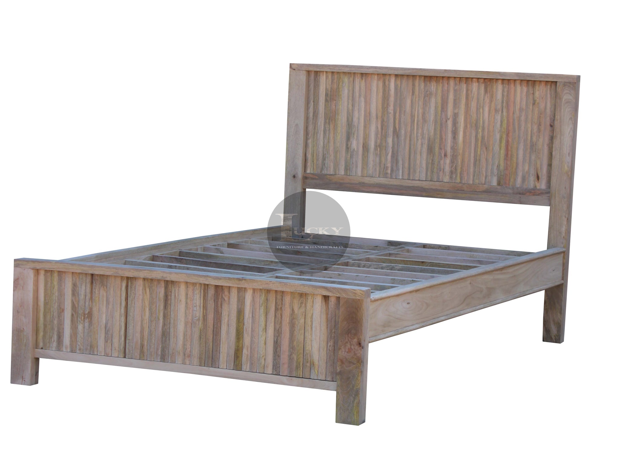 Mango Wood Lines Bed Frame.