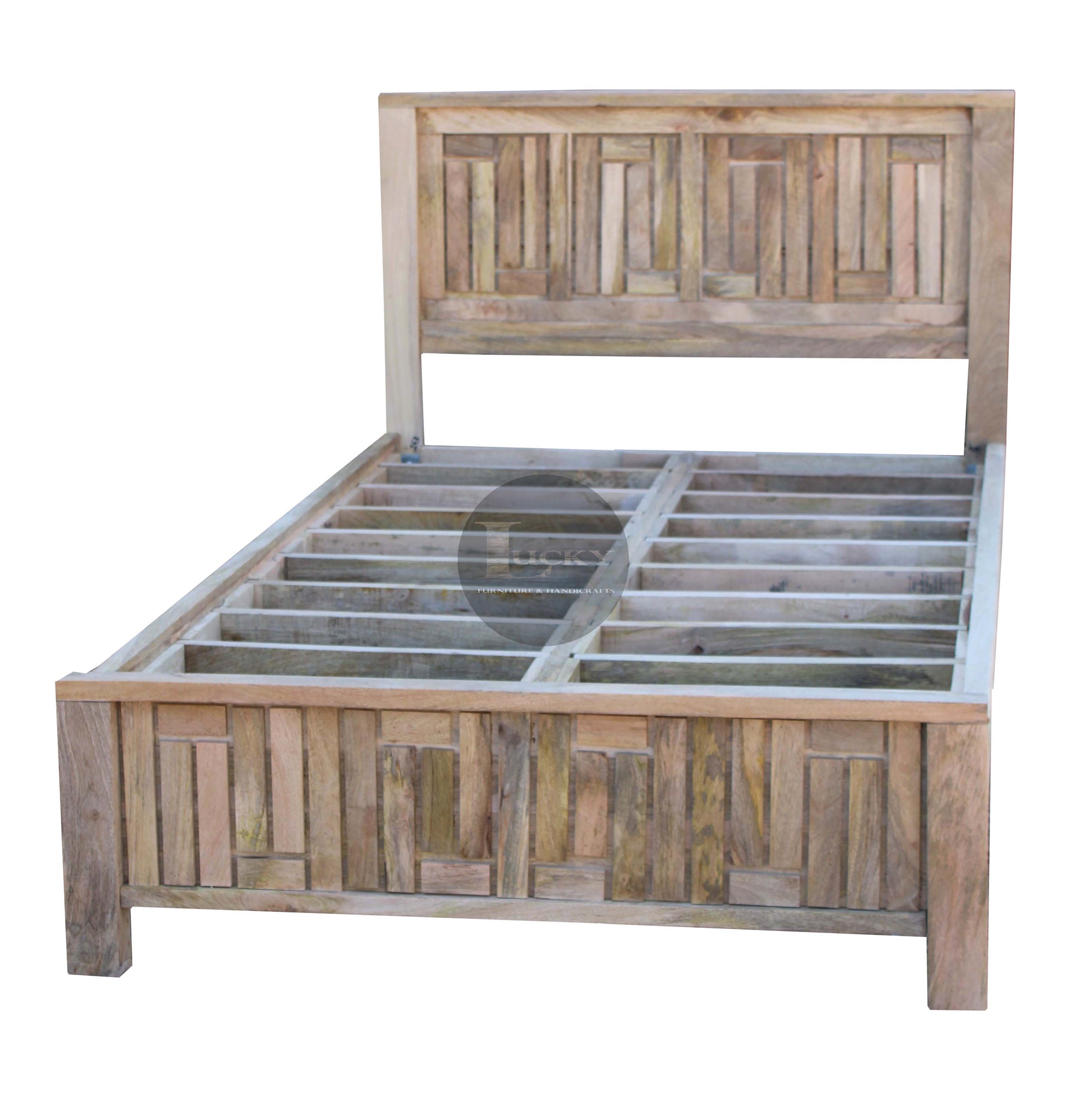 Mango Wood Lines Bed Frame.
