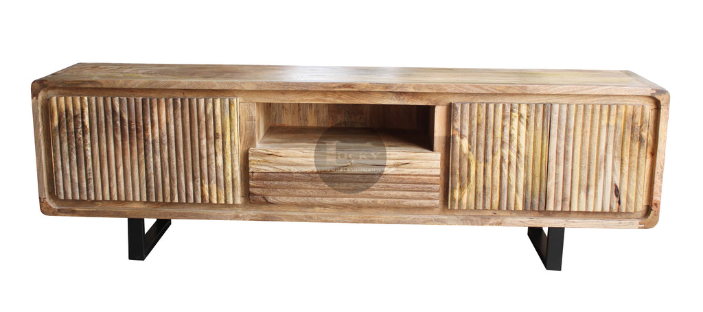 Mango Wood Lines Tv Stand.