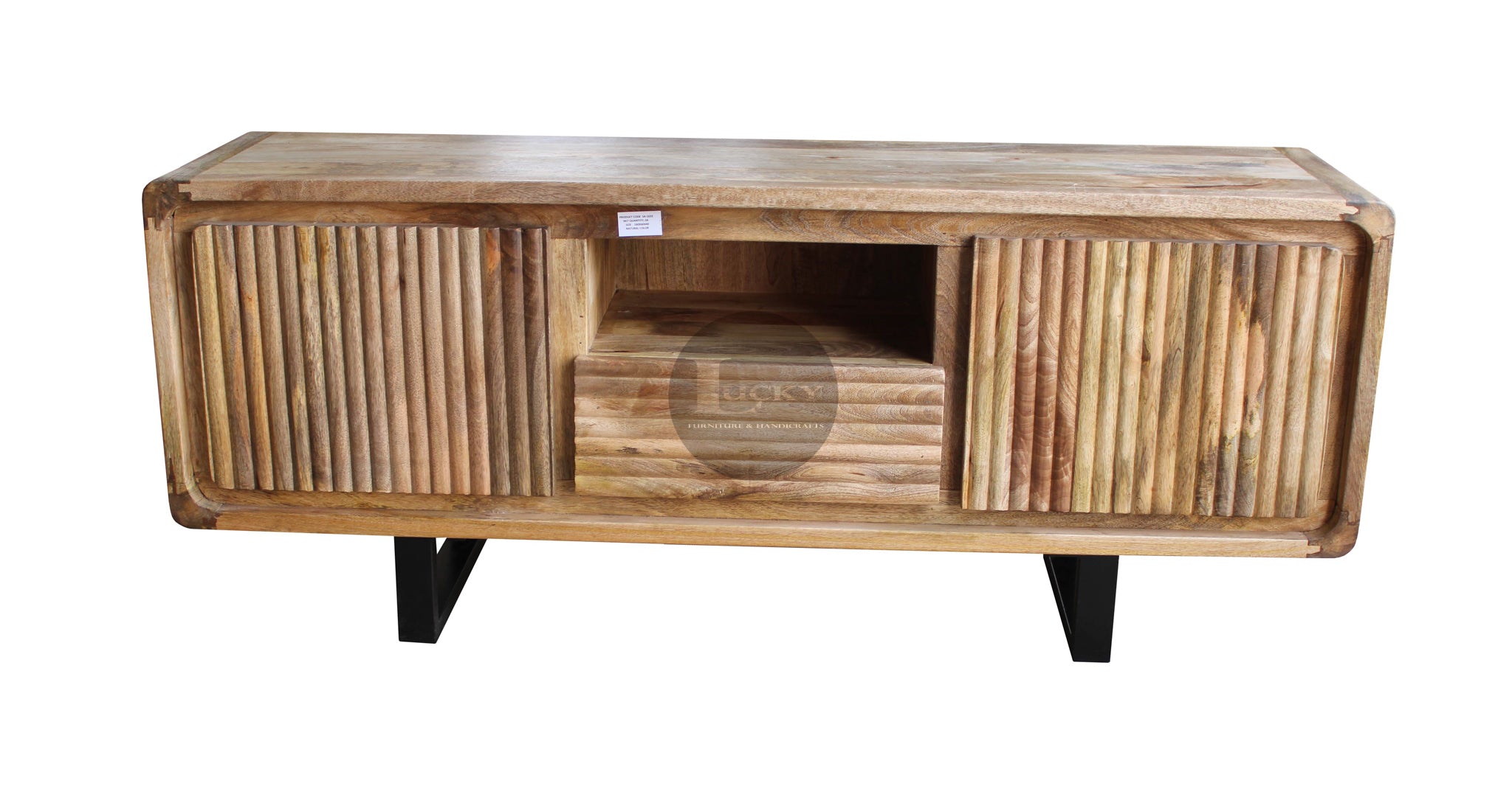 Mango Wood Lines Tv Stand.