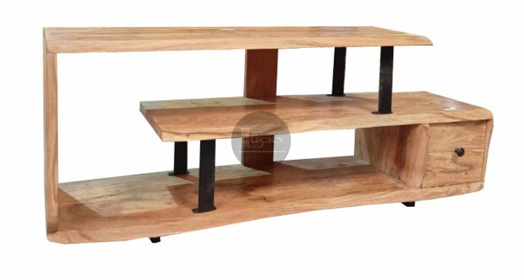 Live Edge Acacia Wood Tv Stand 1 draw.
