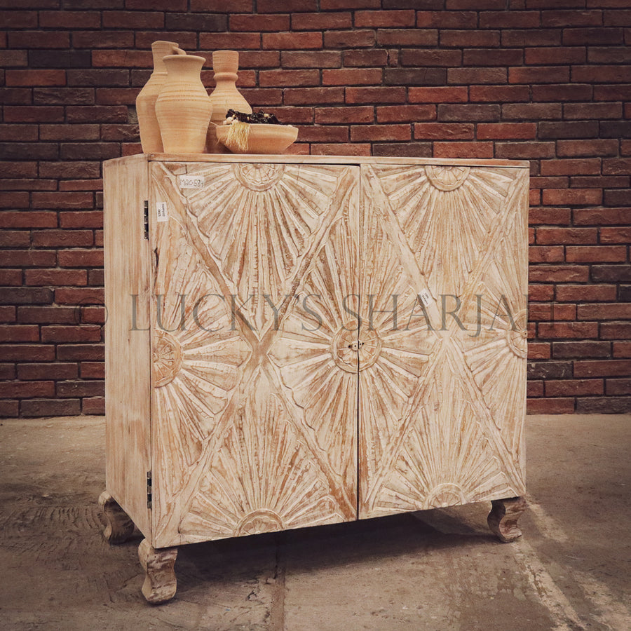 Diamond Carved 2 door sideboard | Lucky Furniture & Handicrafts.
