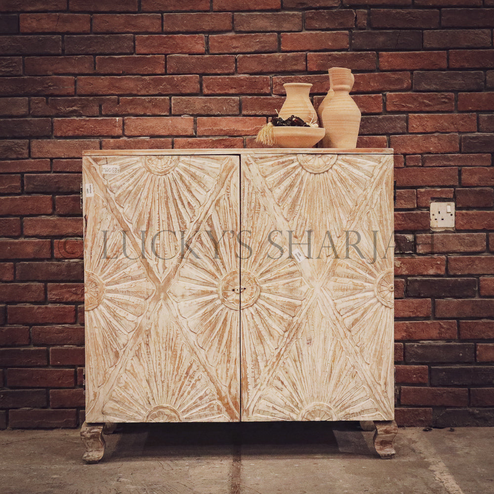 Diamond Carved 2 door sideboard | Lucky Furniture & Handicrafts.