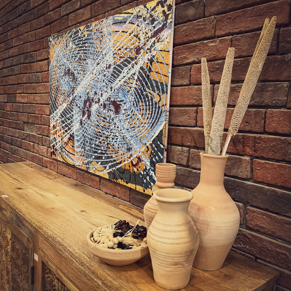 Carved tribal 3 draw 2 door sideboard | Lucky Furniture & Handicrafts.
