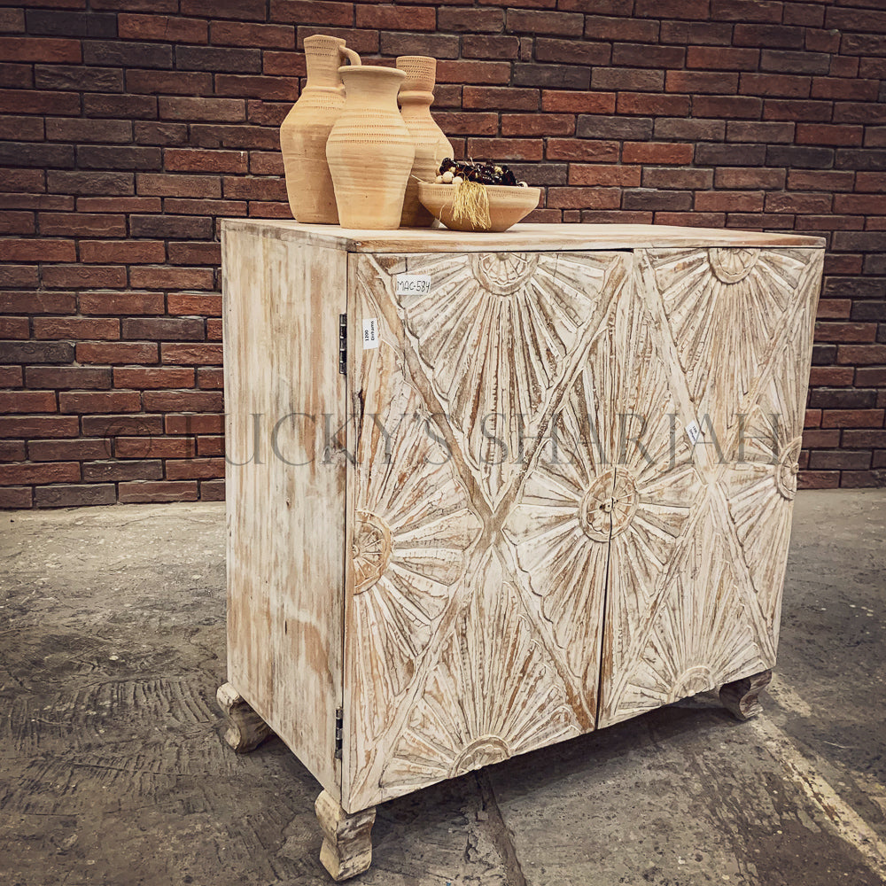 Diamond Carved 2 door sideboard | Lucky Furniture & Handicrafts.