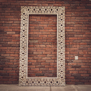 Carved whitewash full length mirror frame | Lucky Furniture & Handicrafts.