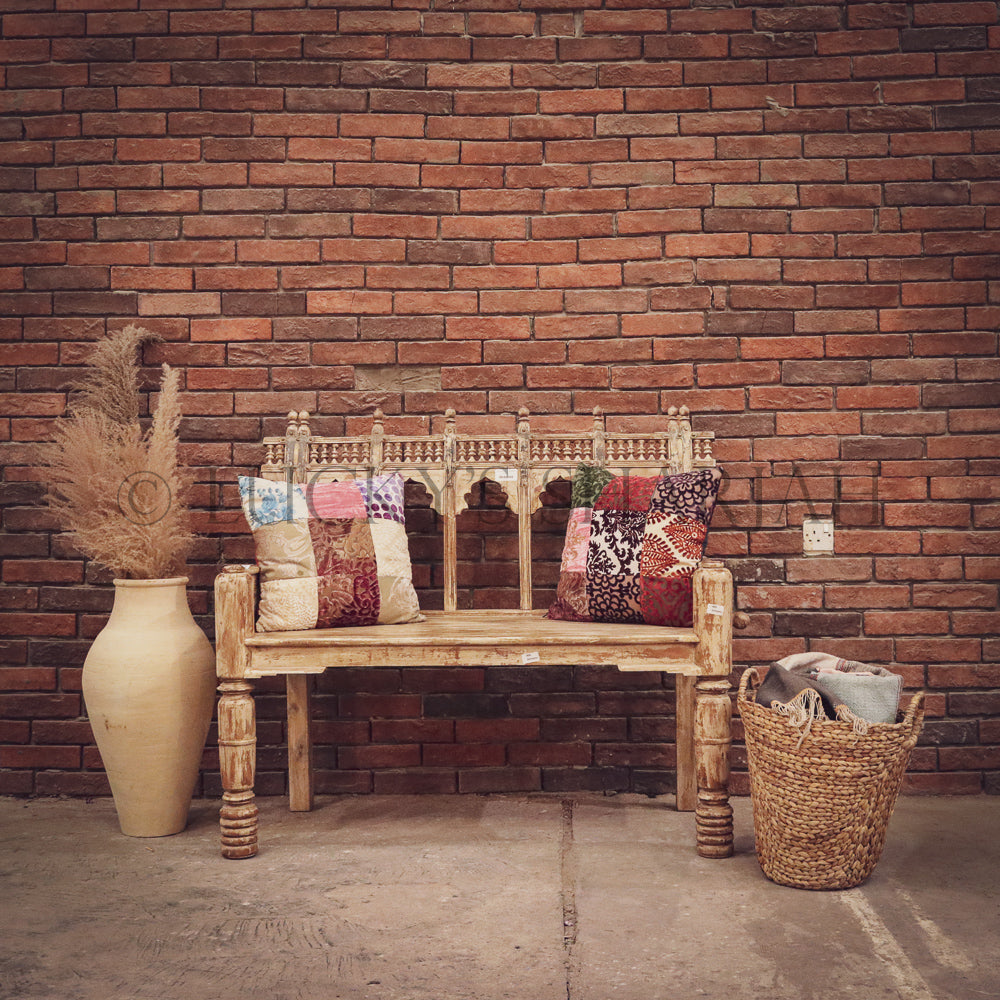 Motif Carved bench | Lucky Furniture & Handicrafts.