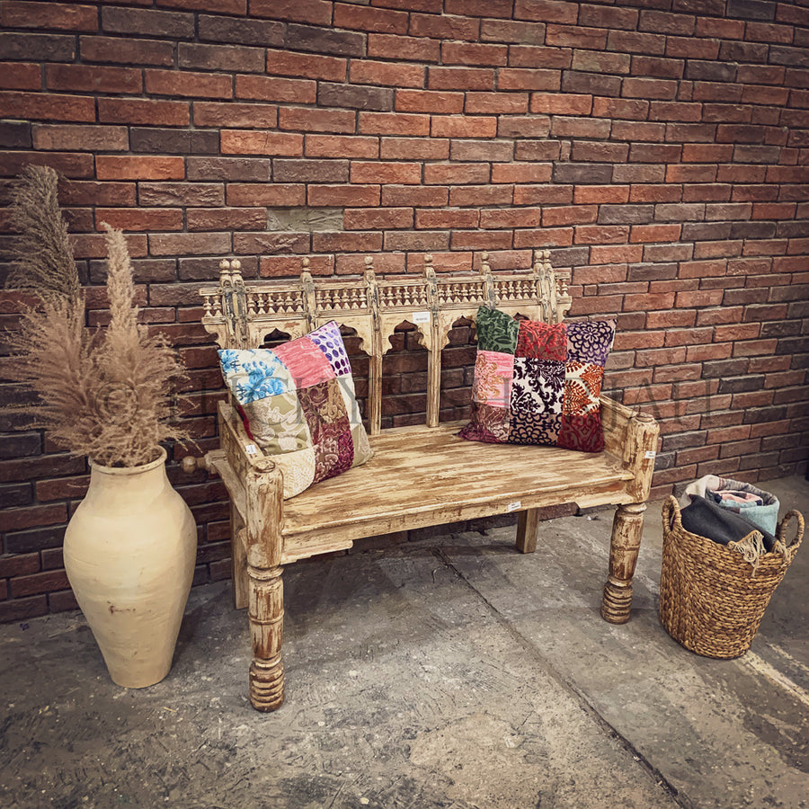 Motif Carved bench | Lucky Furniture & Handicrafts.