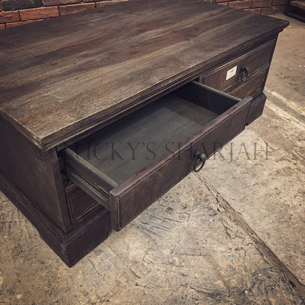 Ash grey sandblasted 4 draw coffee table | Lucky Furniture & Handicrafts.