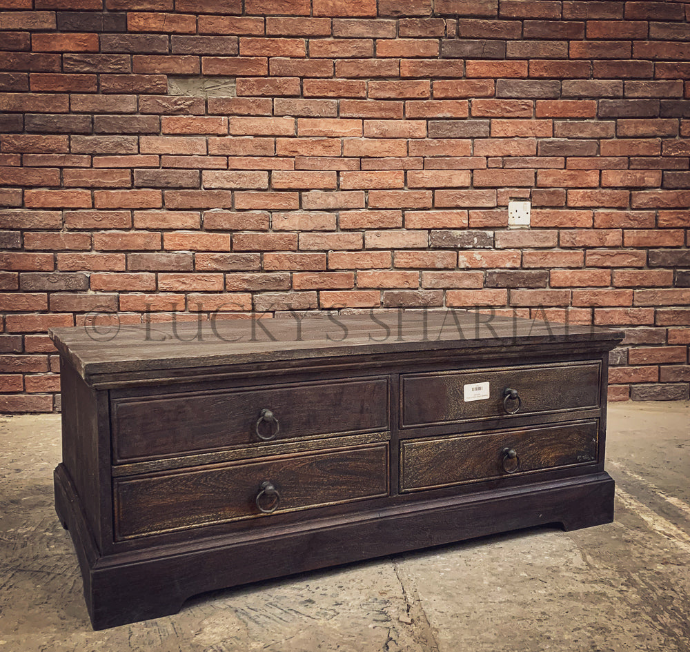Ash grey sandblasted 4 draw coffee table | Lucky Furniture & Handicrafts.