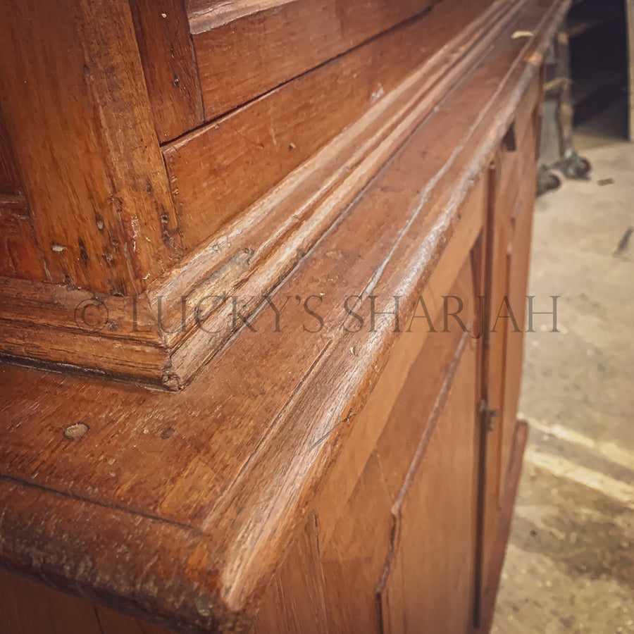Vintage teak wood and glass 2 part cabinet | Lucky Furniture & Handicrafts.