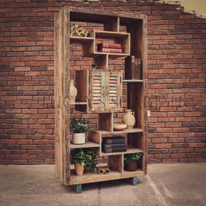 Recycle design bookshelf cabinet staggered | Lucky Furniture & Handicrafts.