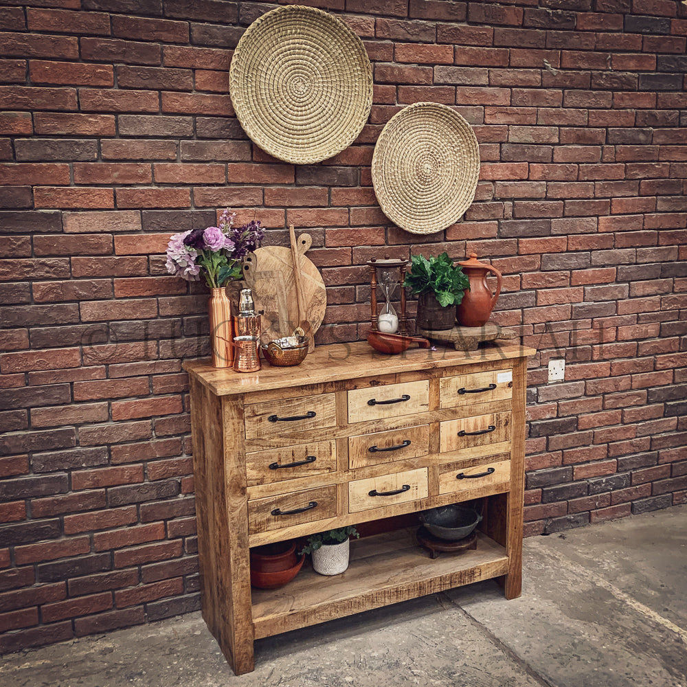 Multidraw mango wood barnstyle console | Lucky Furniture & Handicrafts.