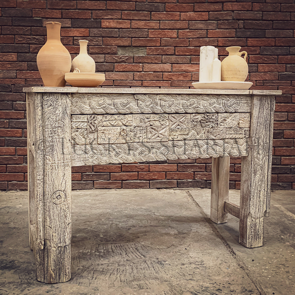 Hand craved 2 draw console Boho | Lucky Furniture & Handicrafts.