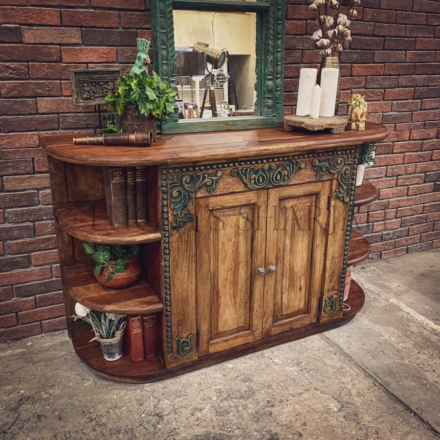 Carved Sideboard with round open shelf | Lucky Furniture & Handicrafts.