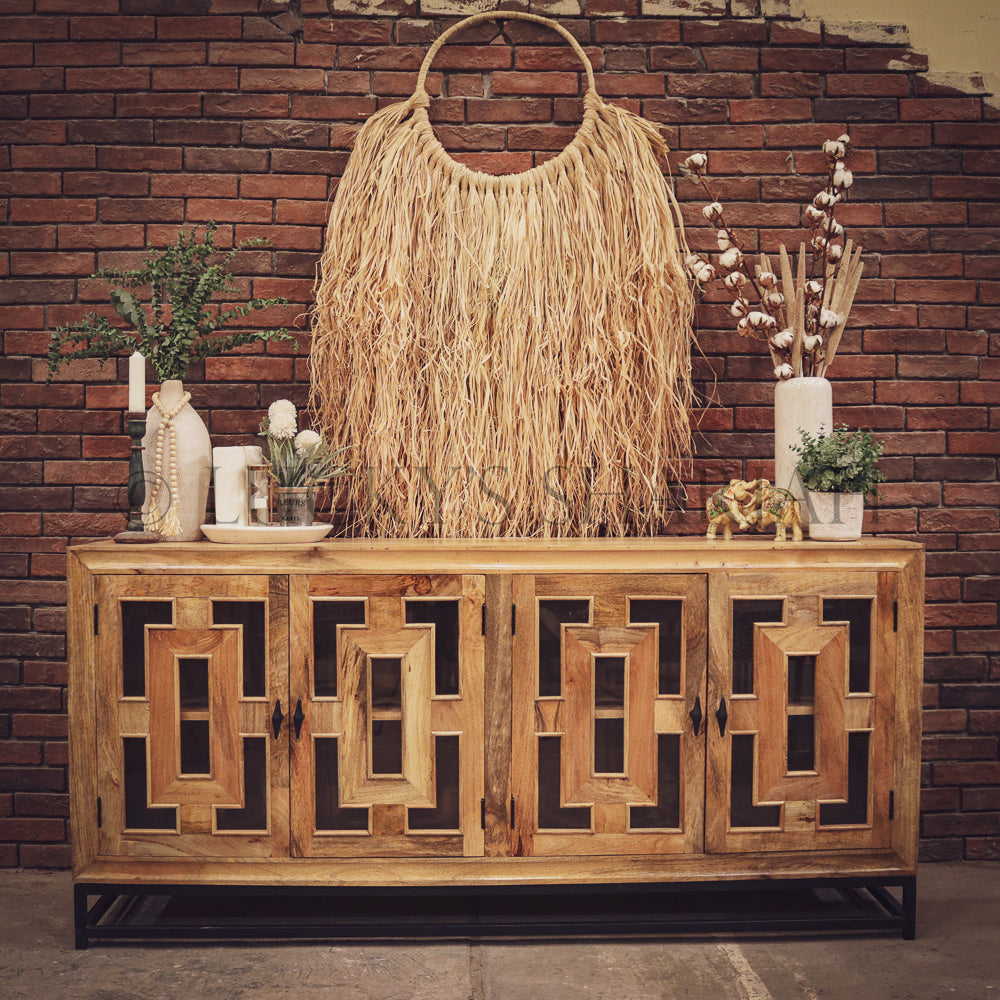 Sectional Geometric Mango wood and metal sideboard | Lucky Furniture & Handicrafts.