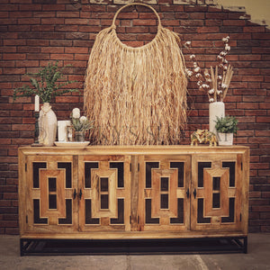 Sectional Geometric Mango wood and metal sideboard | Lucky Furniture & Handicrafts.
