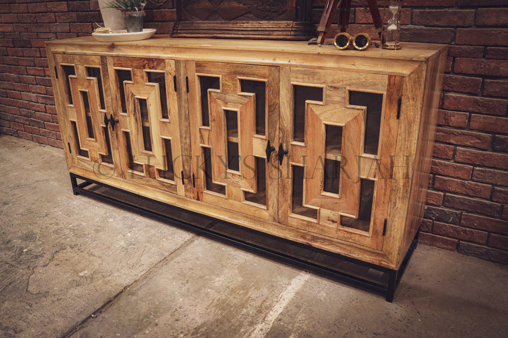 Sectional Geometric Mango wood and metal sideboard | Lucky Furniture & Handicrafts.