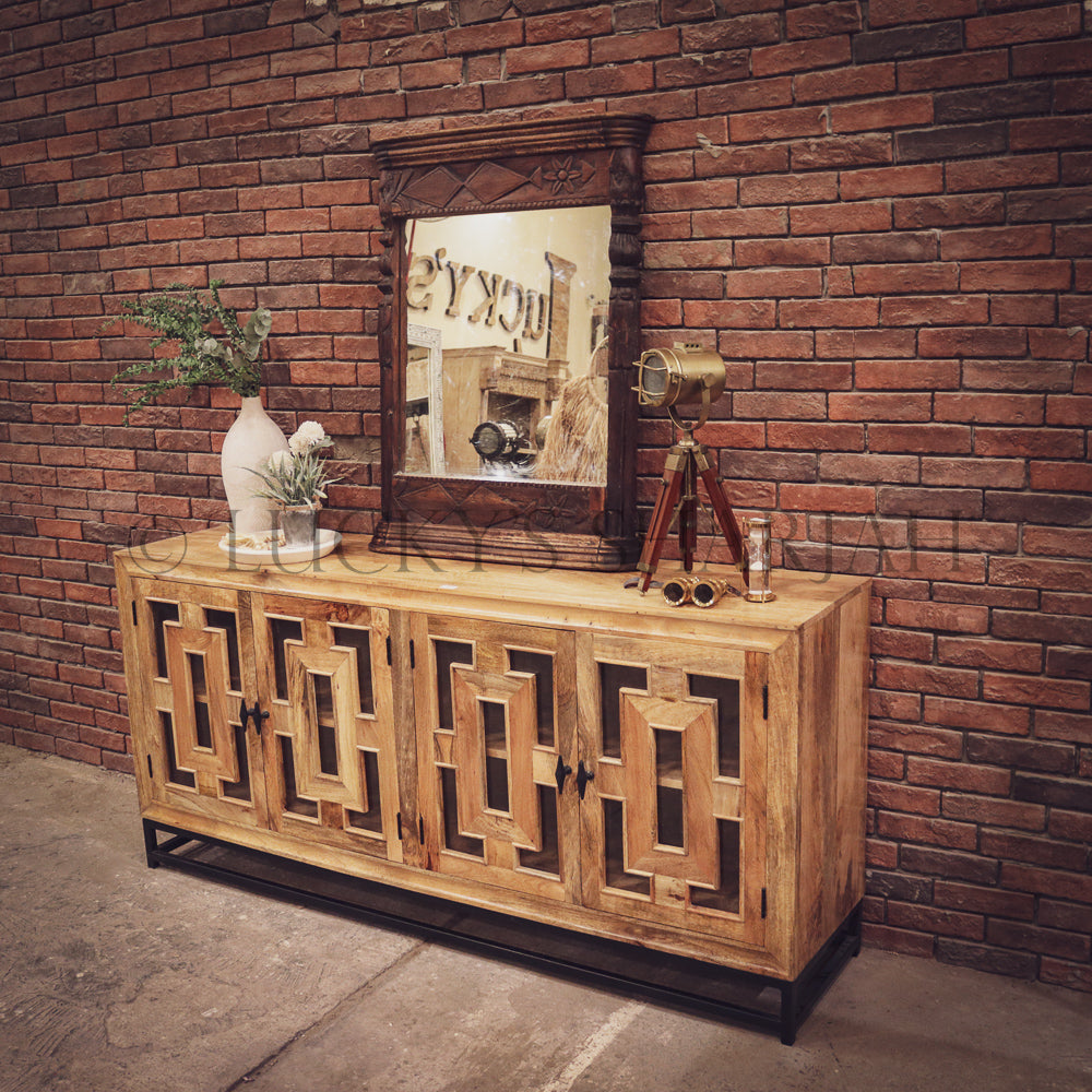 Sectional Geometric Mango wood and metal sideboard | Lucky Furniture & Handicrafts.
