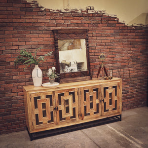 Sectional Geometric Mango wood and metal sideboard | Lucky Furniture & Handicrafts.