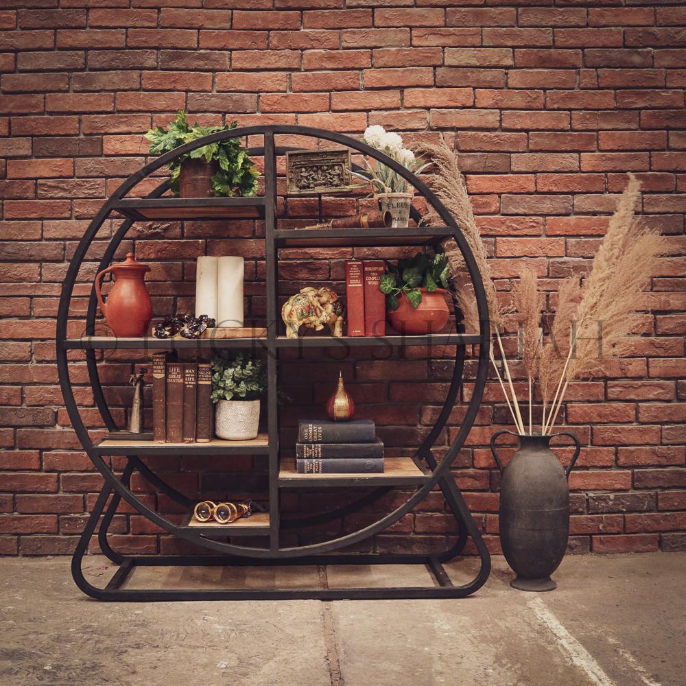 Round industrial bookshelf | Lucky Furniture & Handicrafts.
