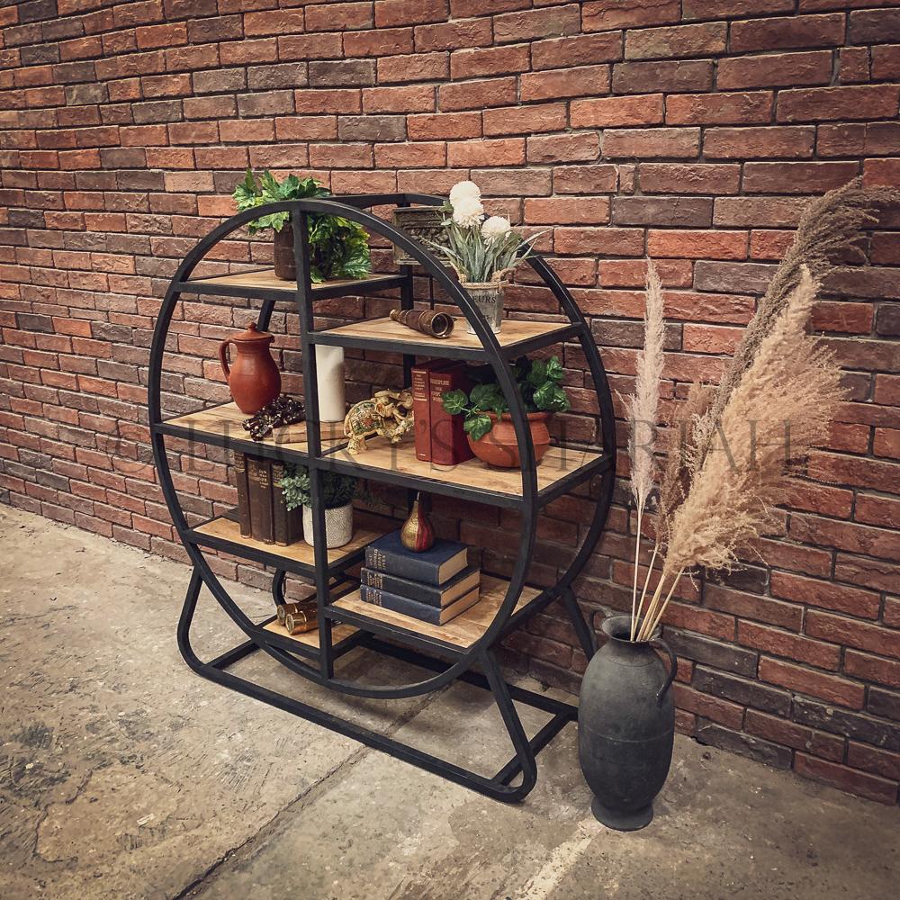 Round industrial bookshelf | Lucky Furniture & Handicrafts.