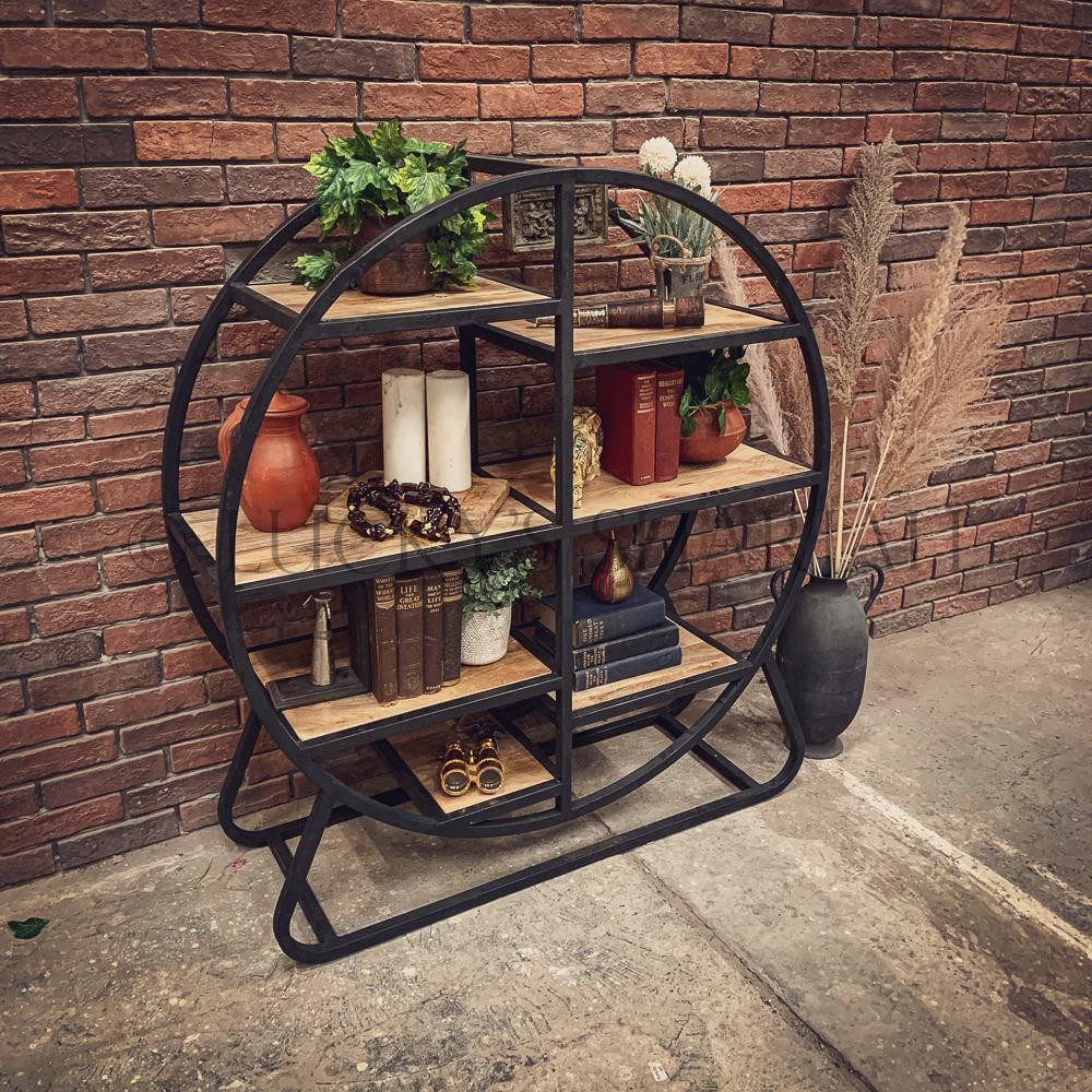 Round industrial bookshelf | Lucky Furniture & Handicrafts.