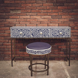 Dark Blue Bone Inlay console and stool | Lucky Furniture & Handicrafts.